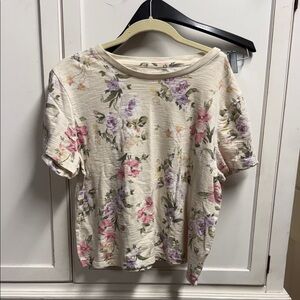 GAP Floral Short Sleeve Tee - Cream and Purple